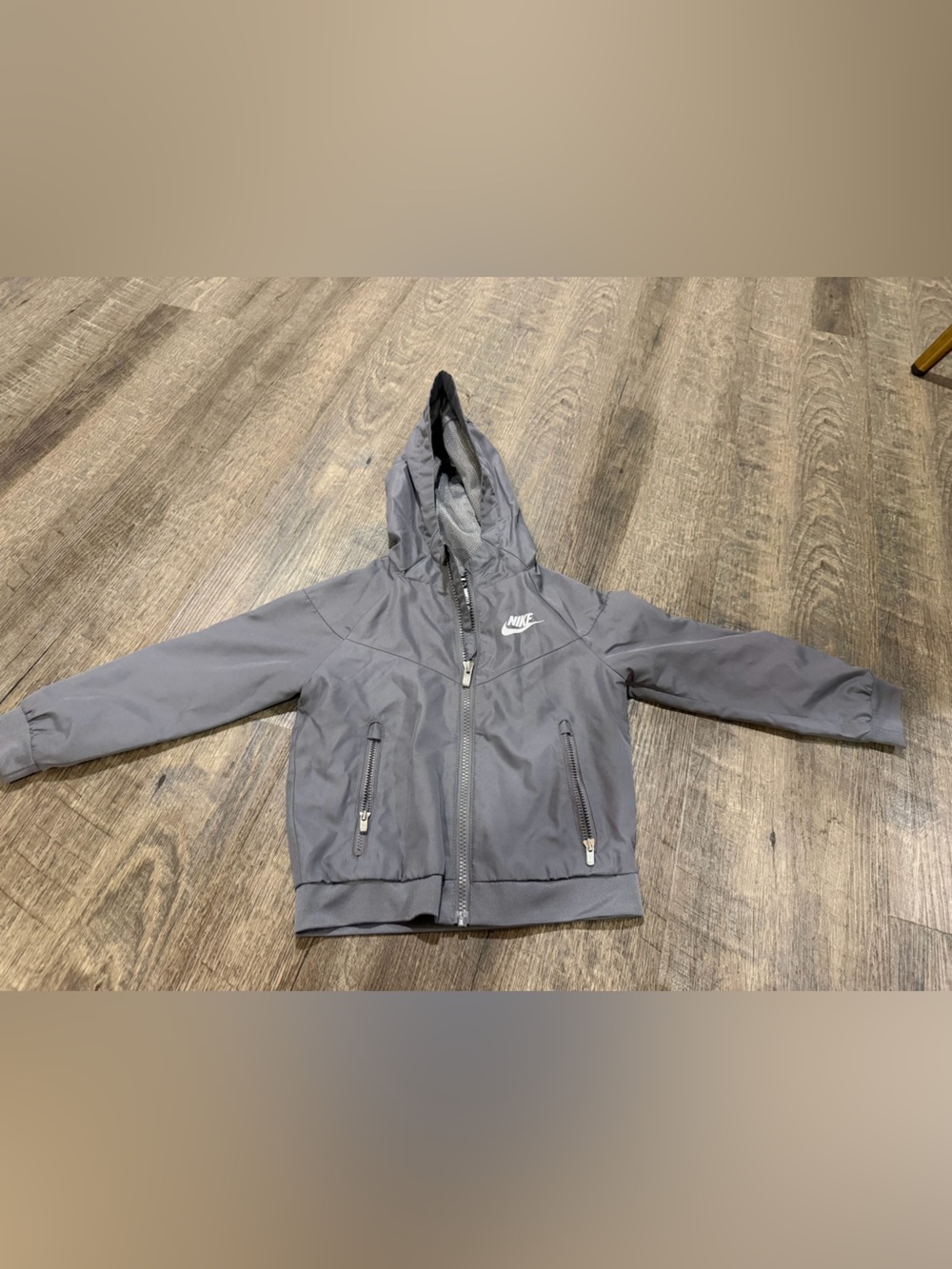 Nike Kids Gray Hooded Rain Jacket